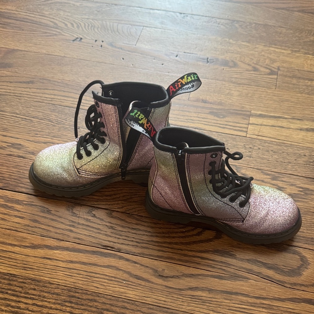 Dr. Martens Kids Glitter Boots - Pink and Green - Picture 4 of 4